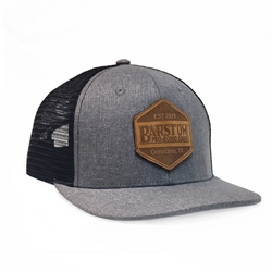 Barstow Curved Bill Trucker Cap - Charcoal/Black  with Leather Patch