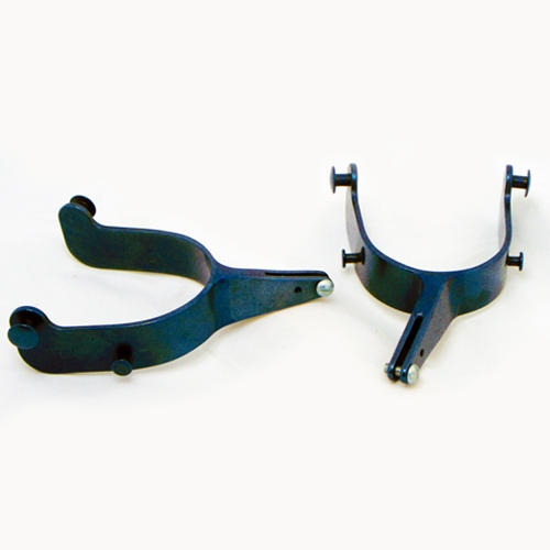 HILASON Black Steel Rodeo Bull Spurs - 22.5 Degree Shank